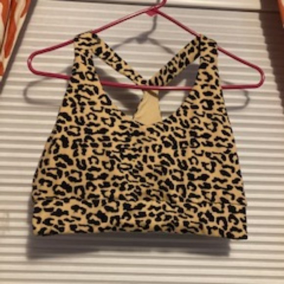 Leopard T-back Sports Bra, Size M/L, Cotton Nylon blend, nice workout bra! - Picture 2 of 5